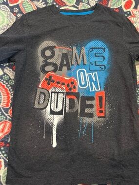 Cat & Jack Black Graphic 'Game On Dude!' Tee with Blue & Red Accents